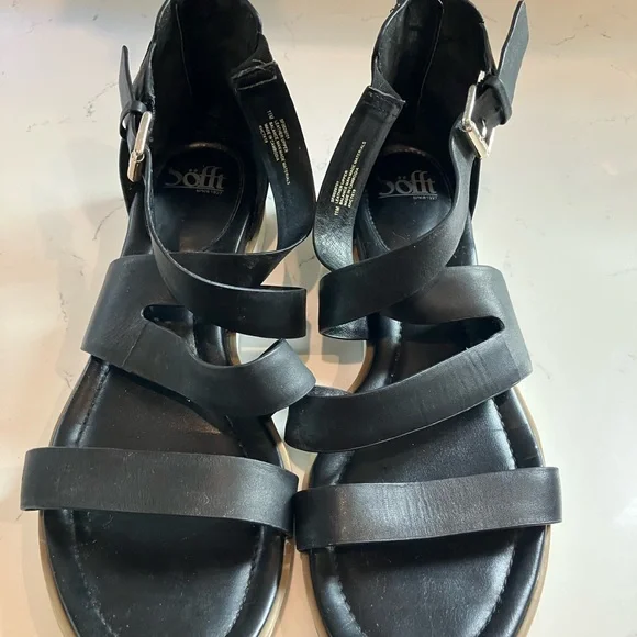 Sofft Starla Black Leather Strappy Ankle Strap Sandal Gladiator Size 11 - Picture 3 of 12